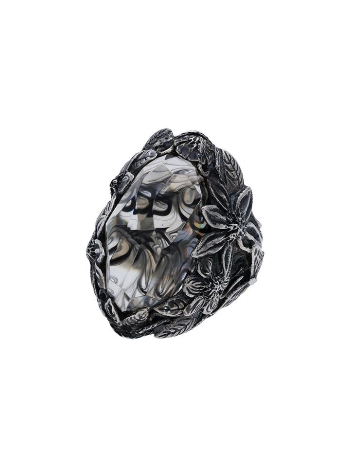 Lyly Erlandsson Silver And Grey Resin Winter Smoke Ring - Metallic