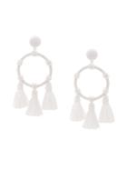 Oscar De La Renta Bead Embellished Stud Hoop Earrings - White