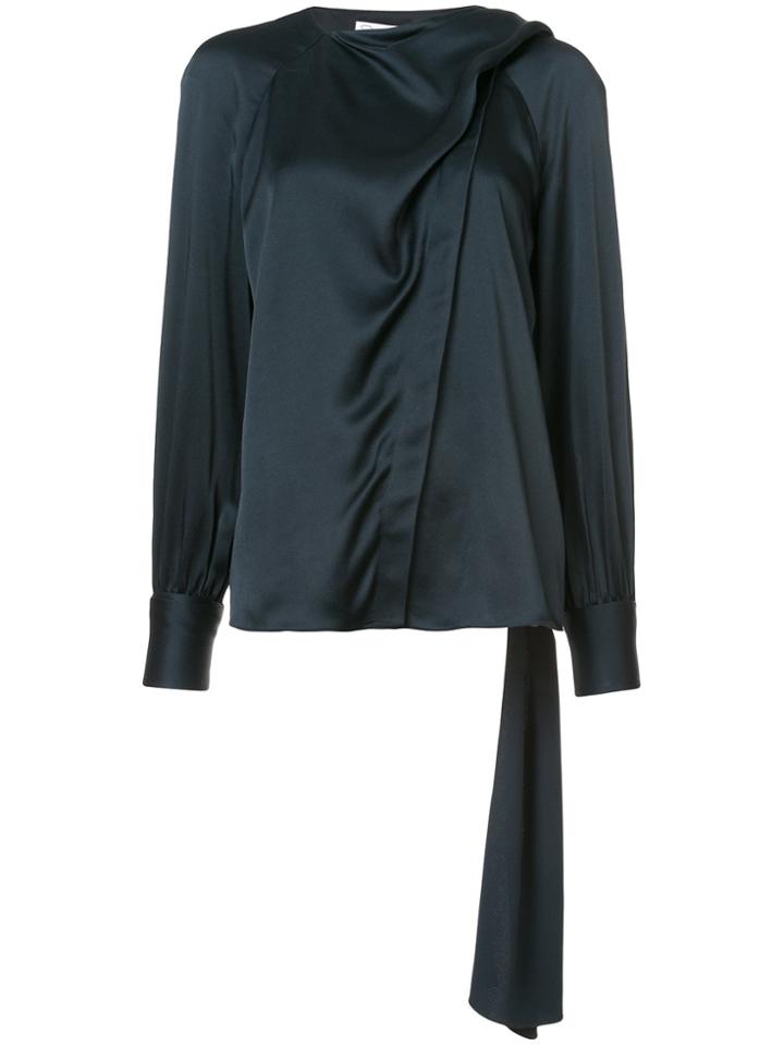 Oscar De La Renta Draped-front Shirt - Black