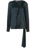 Oscar De La Renta Draped-front Shirt - Black