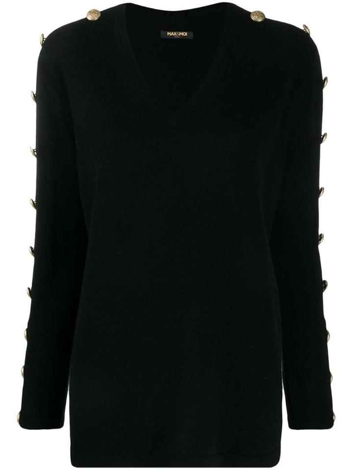 Max & Moi Buttoned Sleeves Jumper - Black