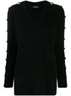 Max & Moi Buttoned Sleeves Jumper - Black
