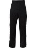 Yohji Yamamoto Crinkle Trousers, Men's, Size: 1, Black, Nylon/polyester/polyurethane/wool