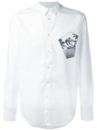 Msgm Chest Print Shirt, Men's, Size: 40, White, Cotton
