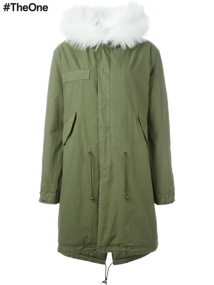 Mr & Mrs Italy Raccoon Fur Trim Parka - Green