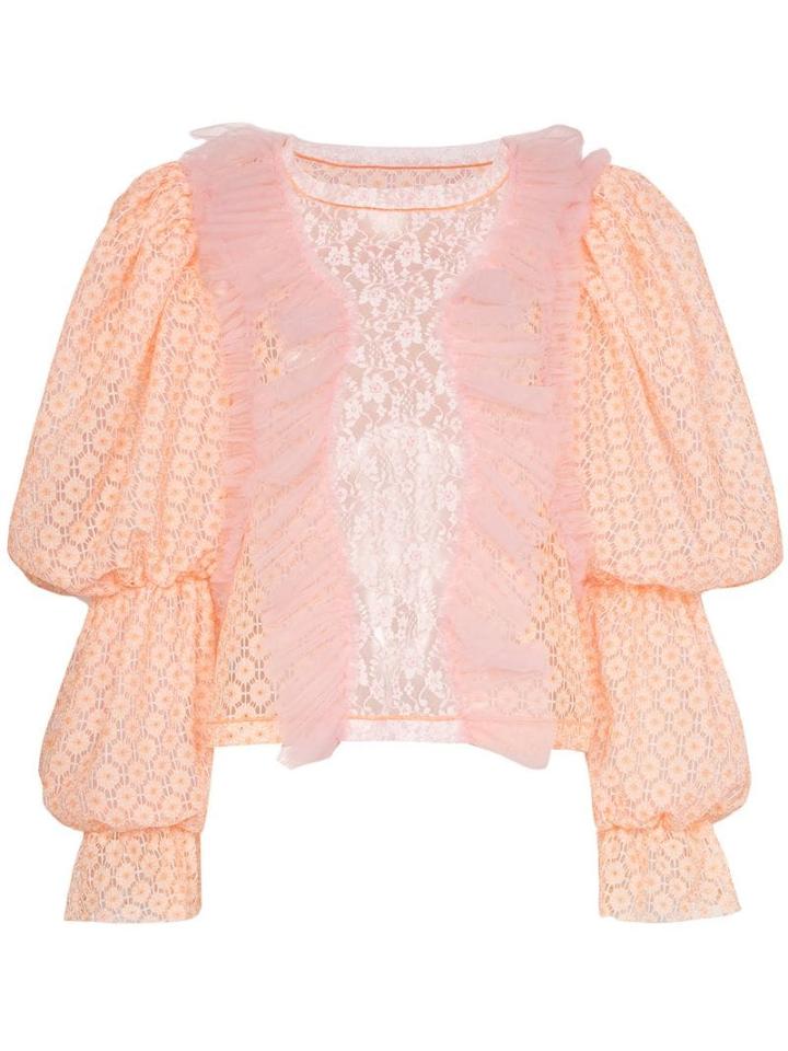 Viktor & Rolf Pouf Sleeve Lace Top - Orange