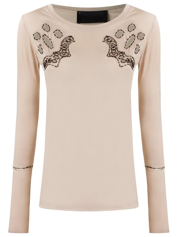 Andrea Bogosian Round Neck Blouse, Women's, Size: P, Nude/neutrals, Cotton