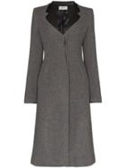 Coperni Faux Leather-trimmed Lapel Coat - Grey