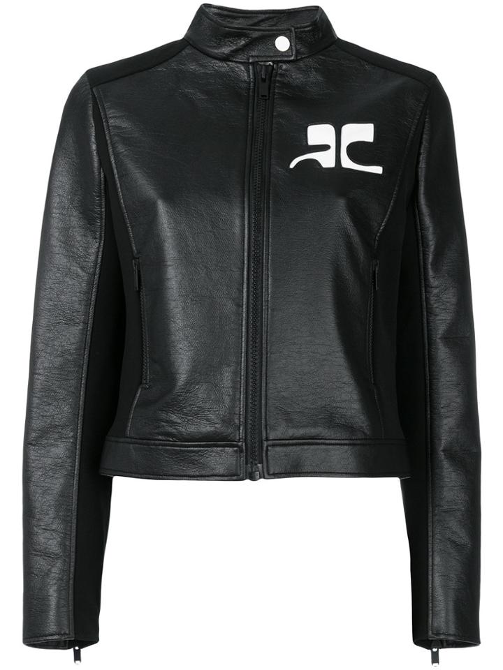 Courrèges Vinyl Cropped Jacket - Black