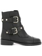 Red Valentino Red(v) Studded Strap Boots - Black