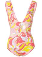 Emilio Pucci Rivera Print Plunge Swimsuit - Pink
