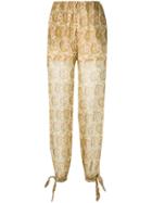 Twin-set Sheer Printed Trousers - Nude & Neutrals