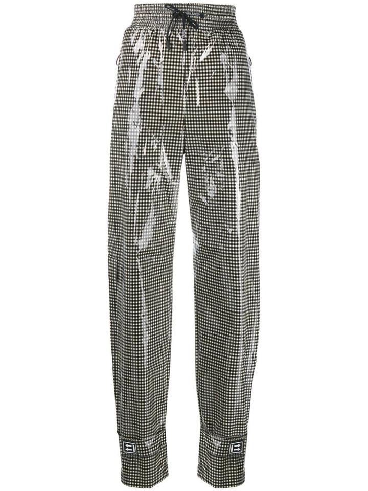 Off-white Shiny Gingham Trousers - Neutrals