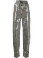 Off-white Shiny Gingham Trousers - Neutrals