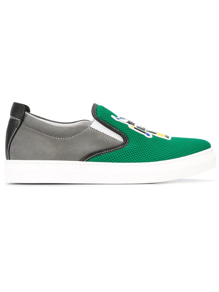 Fendi Kids Mesh Slip-on Sneakers - Green