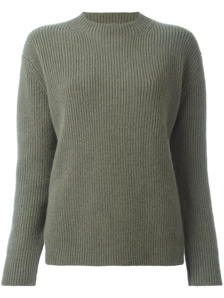 Zanone Lateral Slits Ribbed Jumper - Green