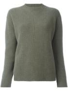 Zanone Lateral Slits Ribbed Jumper - Green