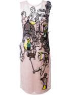 Emilio Pucci Embroidered Overlay Shift Dress - Pink & Purple