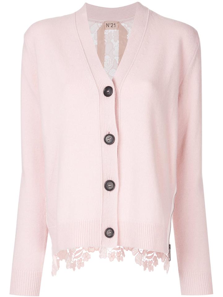 No21 Lace Back Cardigan - Pink & Purple
