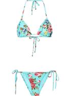 Dolce & Gabbana Rose Print Bikini - Blue