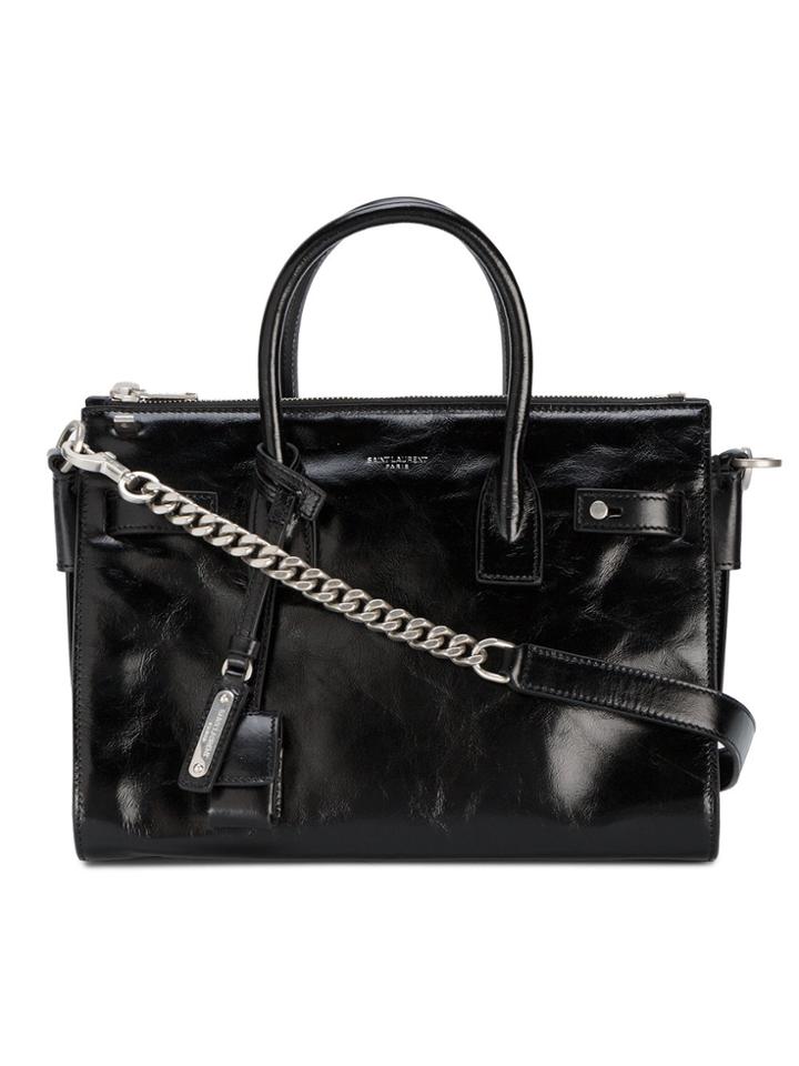 Saint Laurent Small Black Leather Sac De Jour Bag