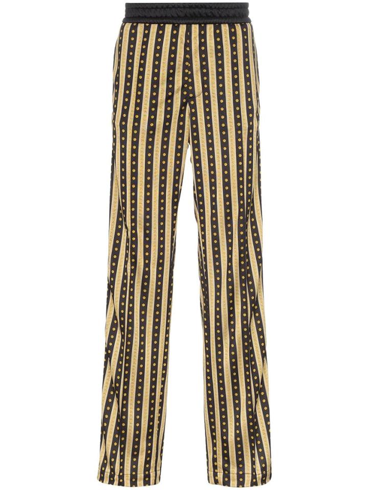 Versace Greca Border Floral Print Cotton Blend Sweat Pants - Black