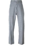 E. Tautz Checked Trousers, Men's, Size: 32, Blue, Cotton