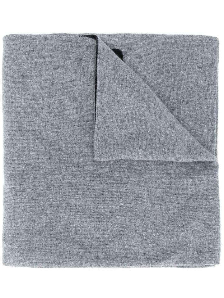 Moschino Intarsia Knit Logo Scarf - Grey