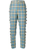 Marco De Vincenzo Checked Cropped Trousers - Blue