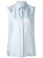 Maison Margiela Classic Sleeveless Shirt, Women's, Size: 46, Blue, Silk