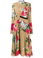 Msgm Floral Wrap Dress, Women's, Size: 40, Beige, Viscose/polyester