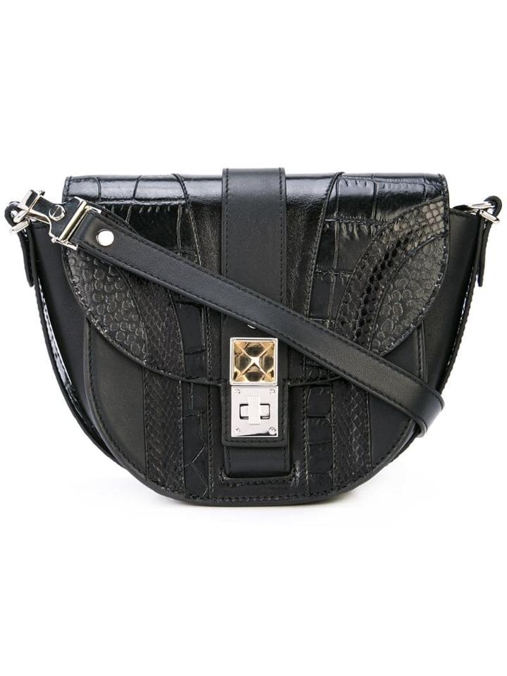 Proenza Schouler Exotic Patchwork Ps11 Small Saddle Bag - Black