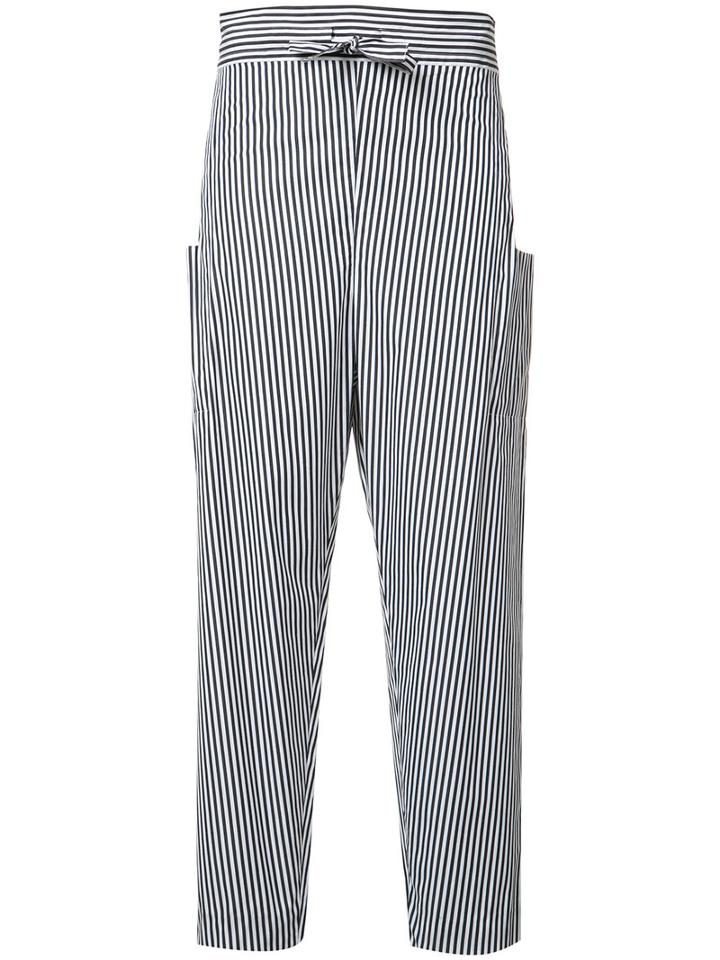 Maison Rabih Kayrouz Striped Trousers, Women's, Size: 38, White, Cotton