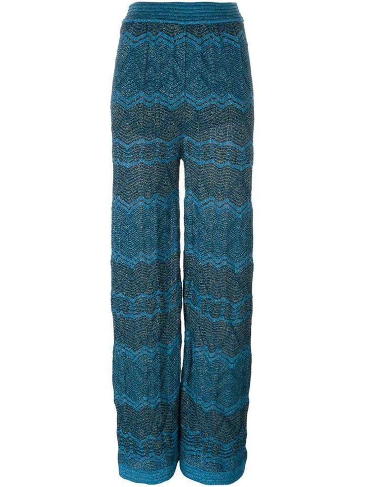 M Missoni Zig Zag Crocket Knit Wide Leg Trousers