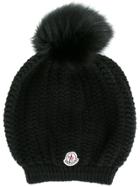 Moncler Bobble Top Beanie - Black