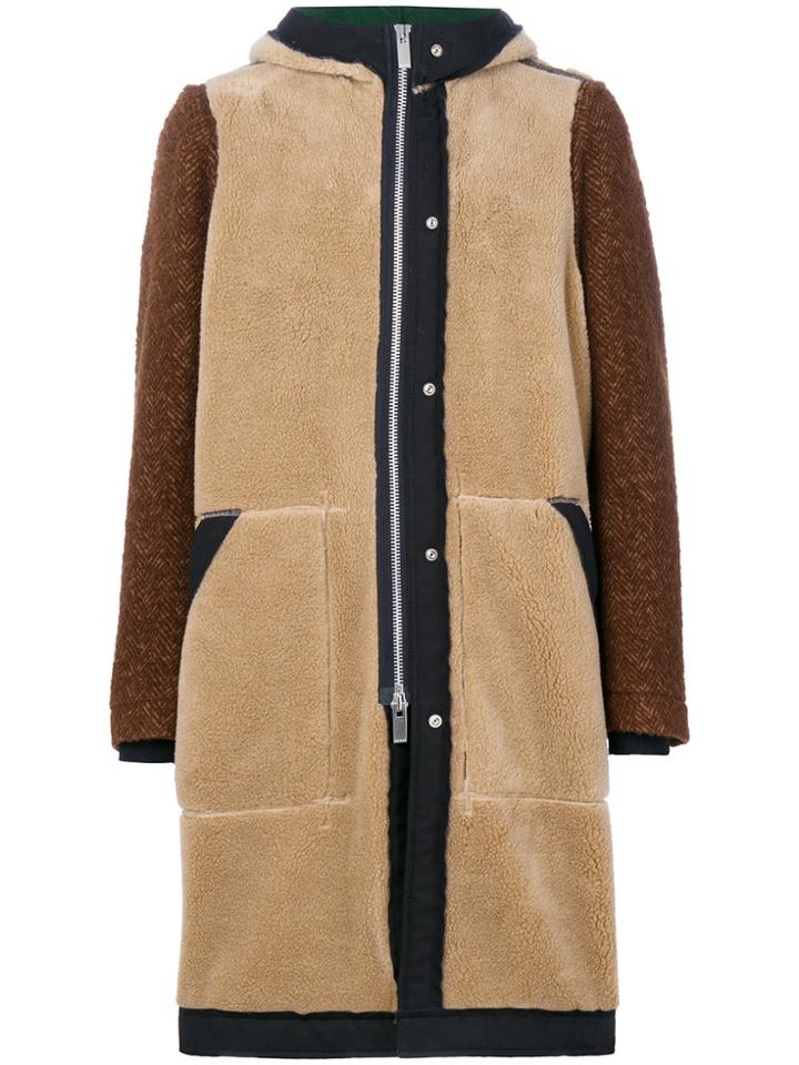 Sacai Hooded Coat - Nude & Neutrals