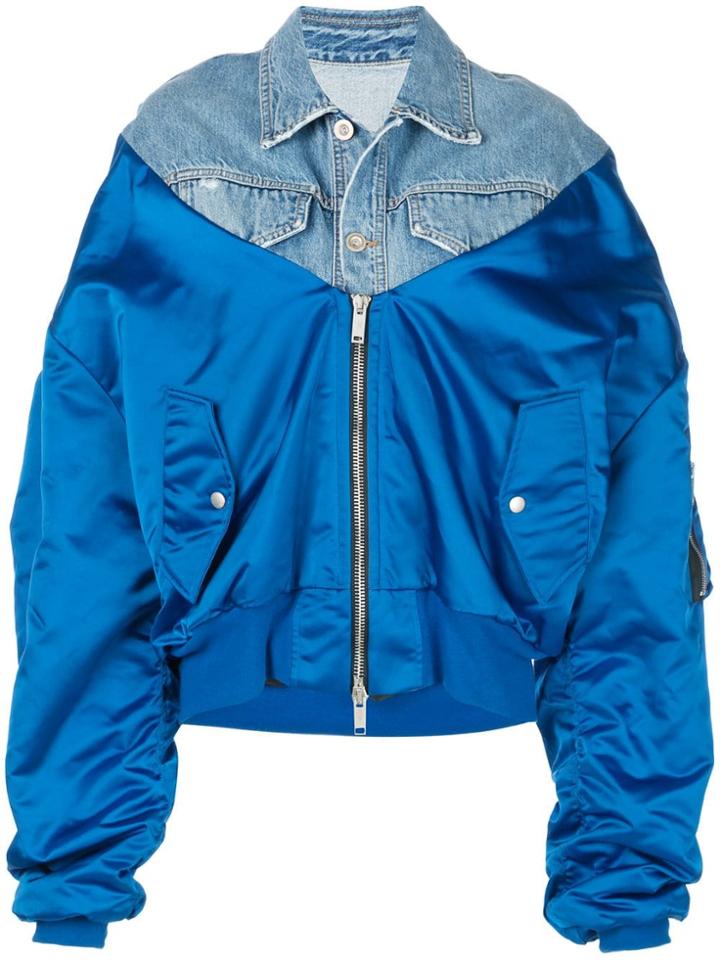 Unravel Project Oversized Denim Bomber Jacket - Blue