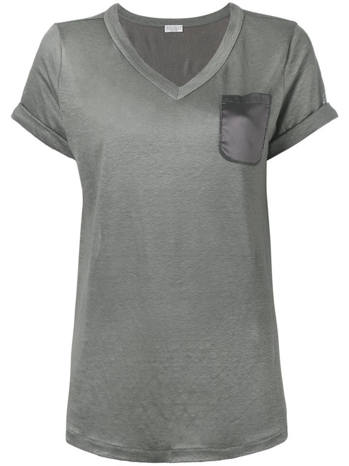 Brunello Cucinelli Loose-fit T-shirt, Women's, Size: Xxl, Grey, Silk/linen/flax
