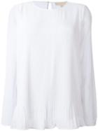 Michael Michael Kors Pleated Blouse, Women's, Size: Medium, White, Polyester