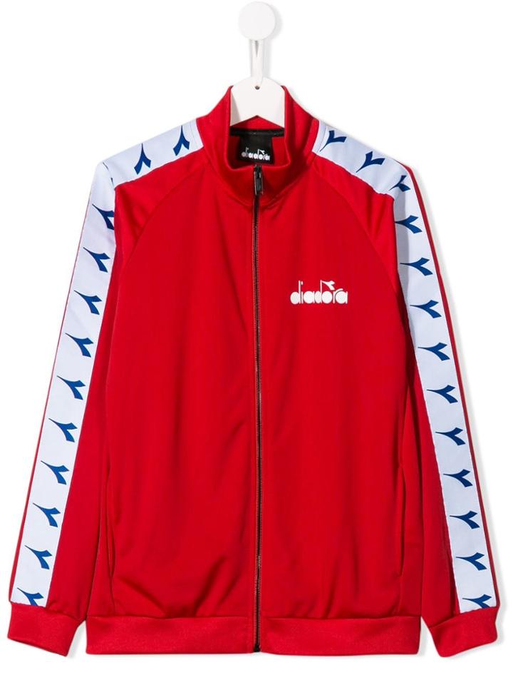 Diadora Junior Logo Sleeve Bomber Jacket - Red
