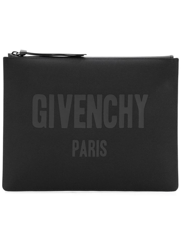 Givenchy Logo Print Pouch, Men's, Black, Polyamide/polyurethane/cotton