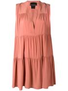 Erika Cavallini - Sleeveless Tiered Dress - Women - Silk/acetate - 40, Pink/purple, Silk/acetate