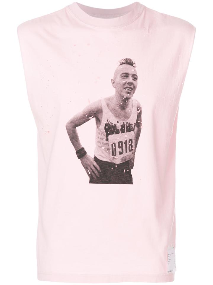 Satisfy Printed Moth Eaten Sleeveless Top - Pink & Purple