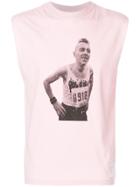 Satisfy Printed Moth Eaten Sleeveless Top - Pink & Purple