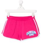 Calvin Klein Kids Teen Logo Print Sport Shorts - Pink