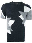 Neil Barrett Geometric Intarsia Knitted Top, Men's, Size: Small, Grey, Wool