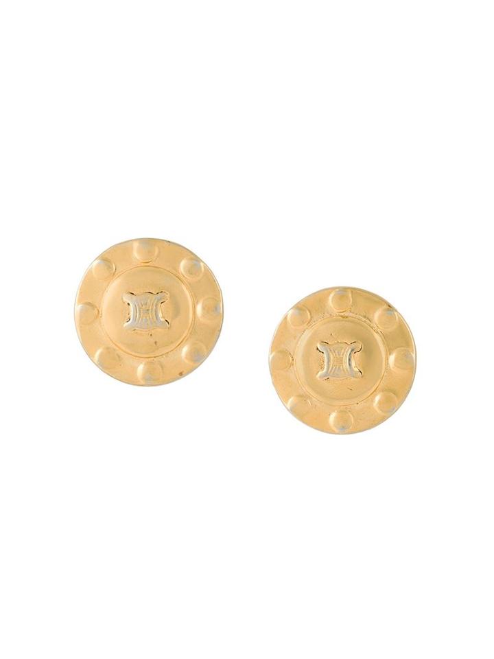 Céline Vintage Logo Clip-on Earrings, Women's, Metallic