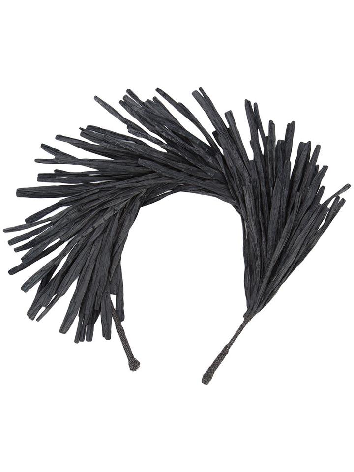 Gigi Burris Millinery - Fringed Hairband - Women - Raffia - One Size, Black, Raffia