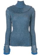 Chloé Lurex Knit Turtleneck Sweater - Blue