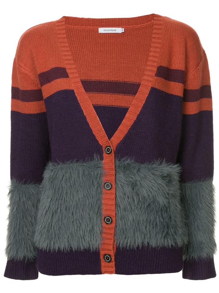 Guild Prime Striped V-neck Cardigan - Yellow & Orange